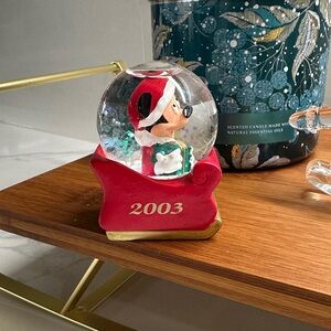 Disney Festive Red and Gold 2003 Snow Globe